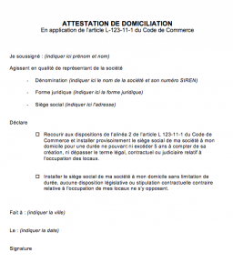 Mod Le Attestation De Domiciliation