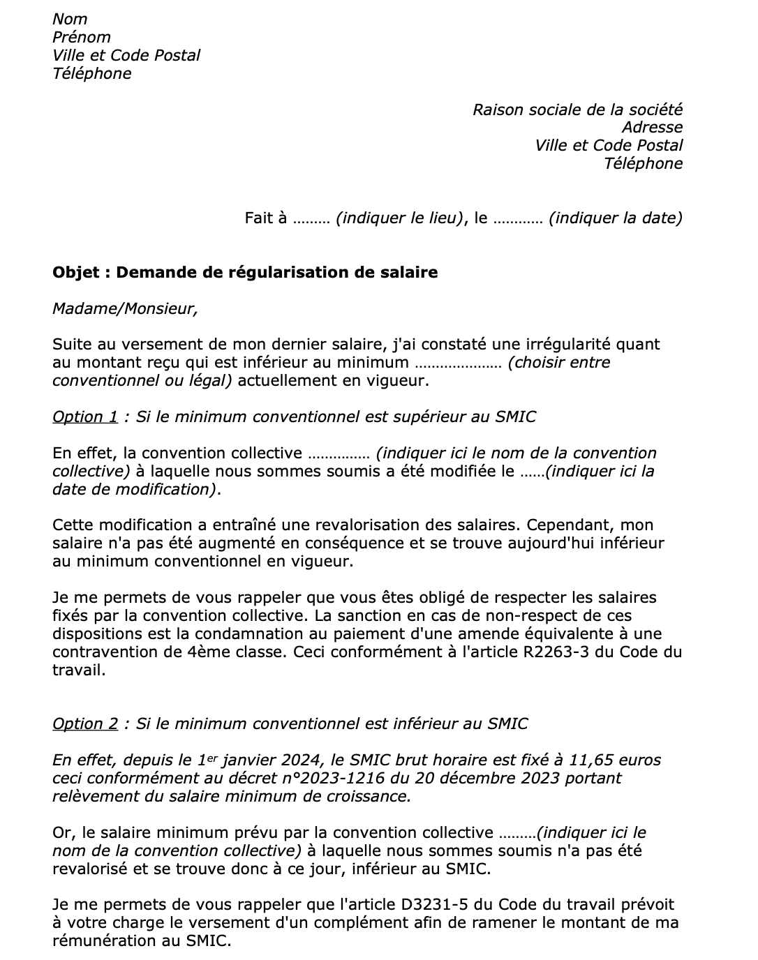 Mod Le De Lettre Demande R Gularisation Salaire Document Gratuit