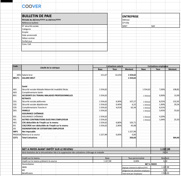 Exemple fiche de paie 2023 et modèle bulletin de salaire détaillé